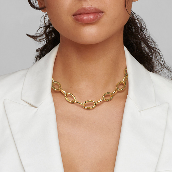 Ippolita Gold Short Hammered Bastille Link Necklace