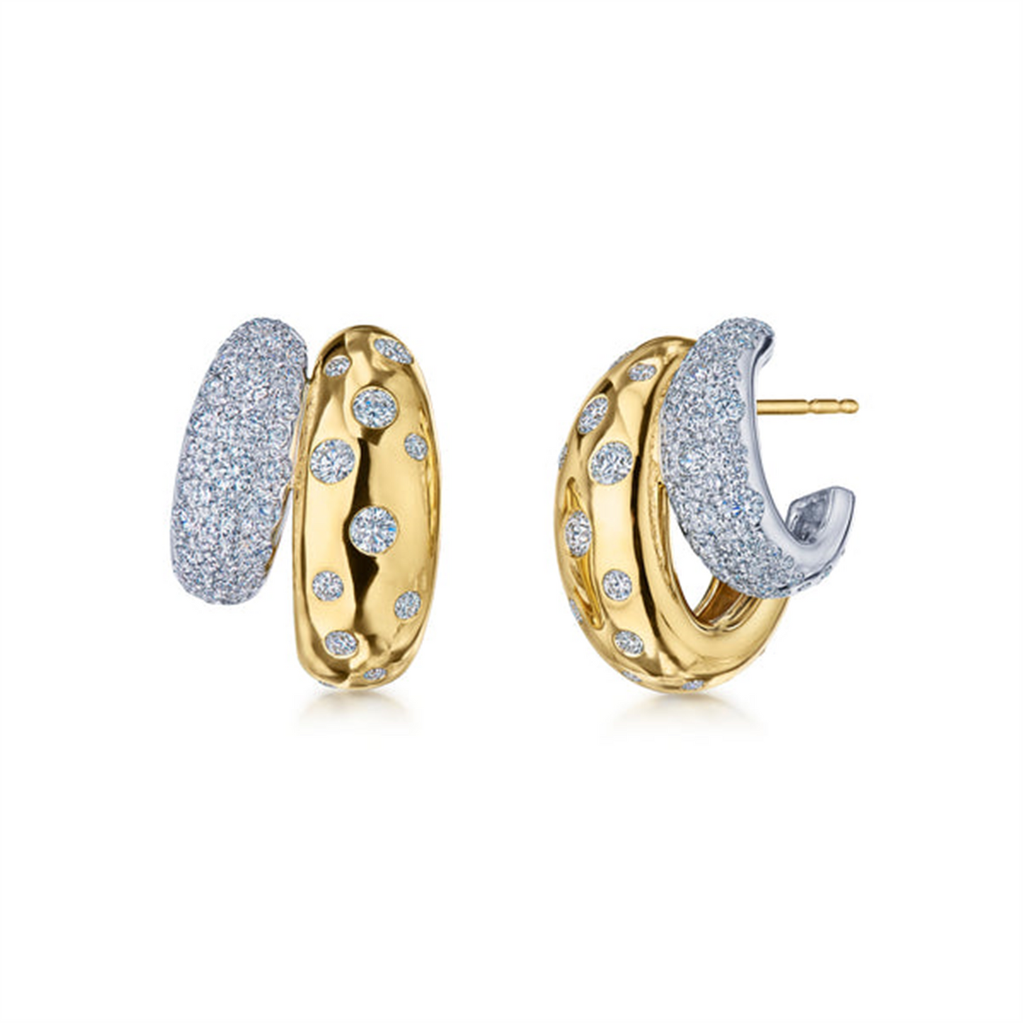Kwiat Cobblestone Double Diamond Huggies 18k Two-Tone Gold