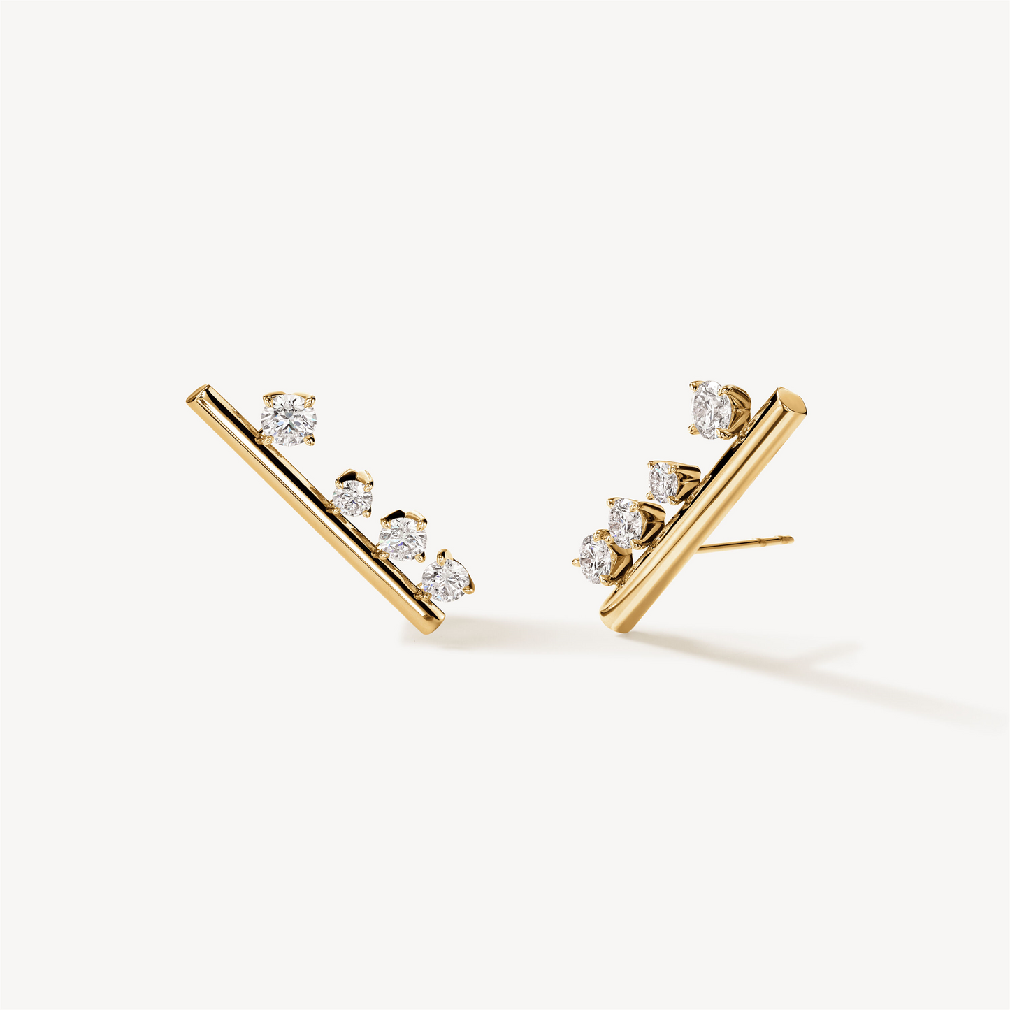 Hearts On Fire Barre Floating Large Diamond Climber Earrings in 18k Yellow Gold