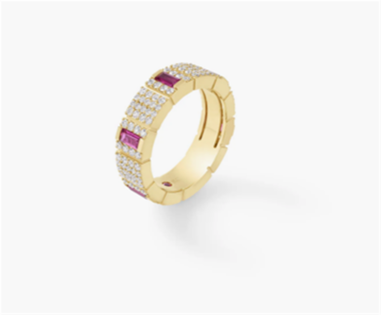 Roberto Coin Obelsco Pave Diamond and Ruby Ring in 18k Gold