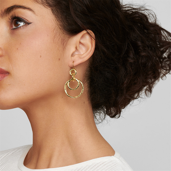 Ippolita Gold Puffy Hammered Jet Set Earrings