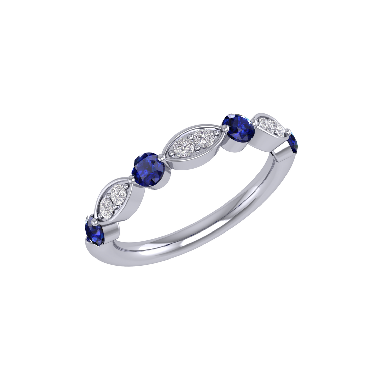 Vibhor Adamas Ring in 18k White Gold & 1ct Sapphires & Diamonds