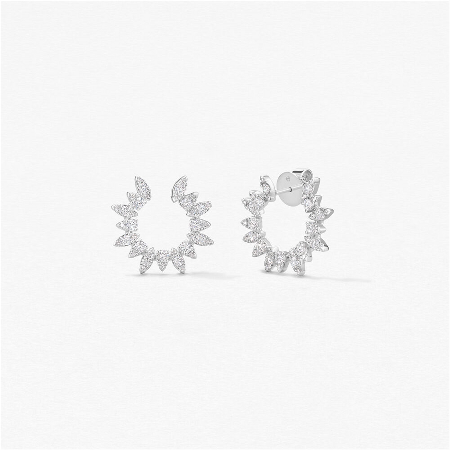 Hearts on Fire Small Aerial Sunburst Wrap Earrings in 18k White Gold