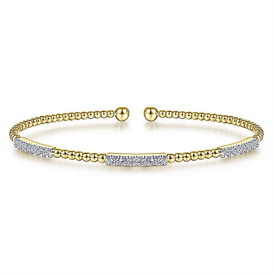 Gabriel & Co. Bujukan Bead Cuff Bracelet with Diamond Pave Stations