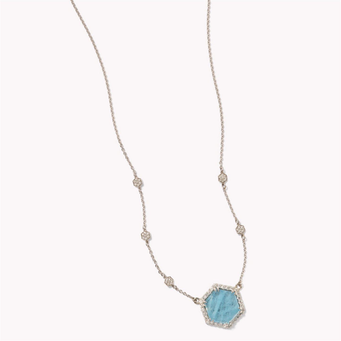 Jamie Turner Eclipse Aquamarine Pendant w/ Diamonds in 18k White Gold