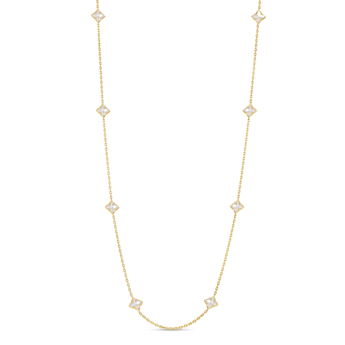 Roberto Coin Venetian Princess Carnival Mother of Pearl Flower 7 Station Necklace in 18k Yellow Gold