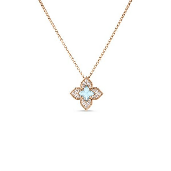 Roberto Coin Venetian Princess Carnavale Small Diamond & Blue Topaz Flower Necklace