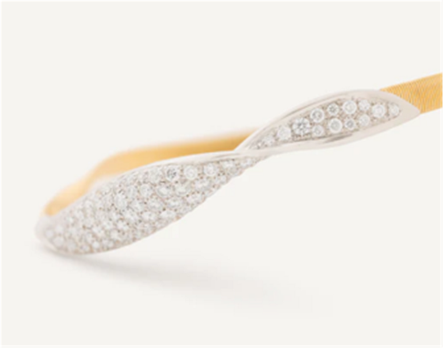 Marco Bicego Marrakech Wide Diamond Pavé Crossover Bangle in 18k Two-Tone Gold
