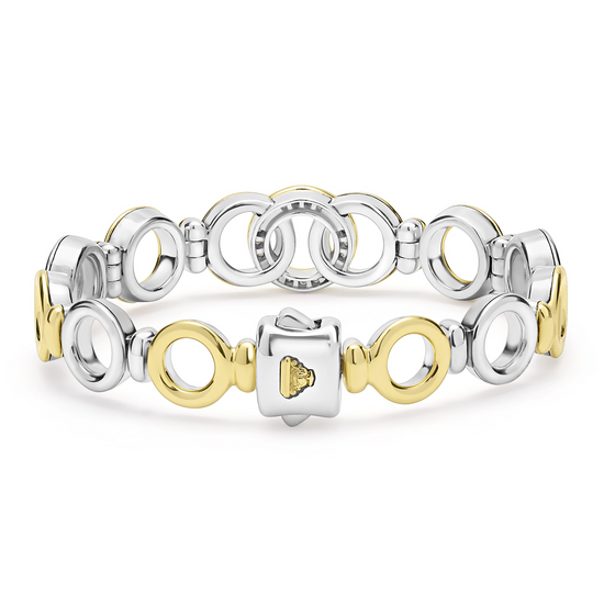 Lagos Two-Tone Diamond Interlocking Link Bracelet