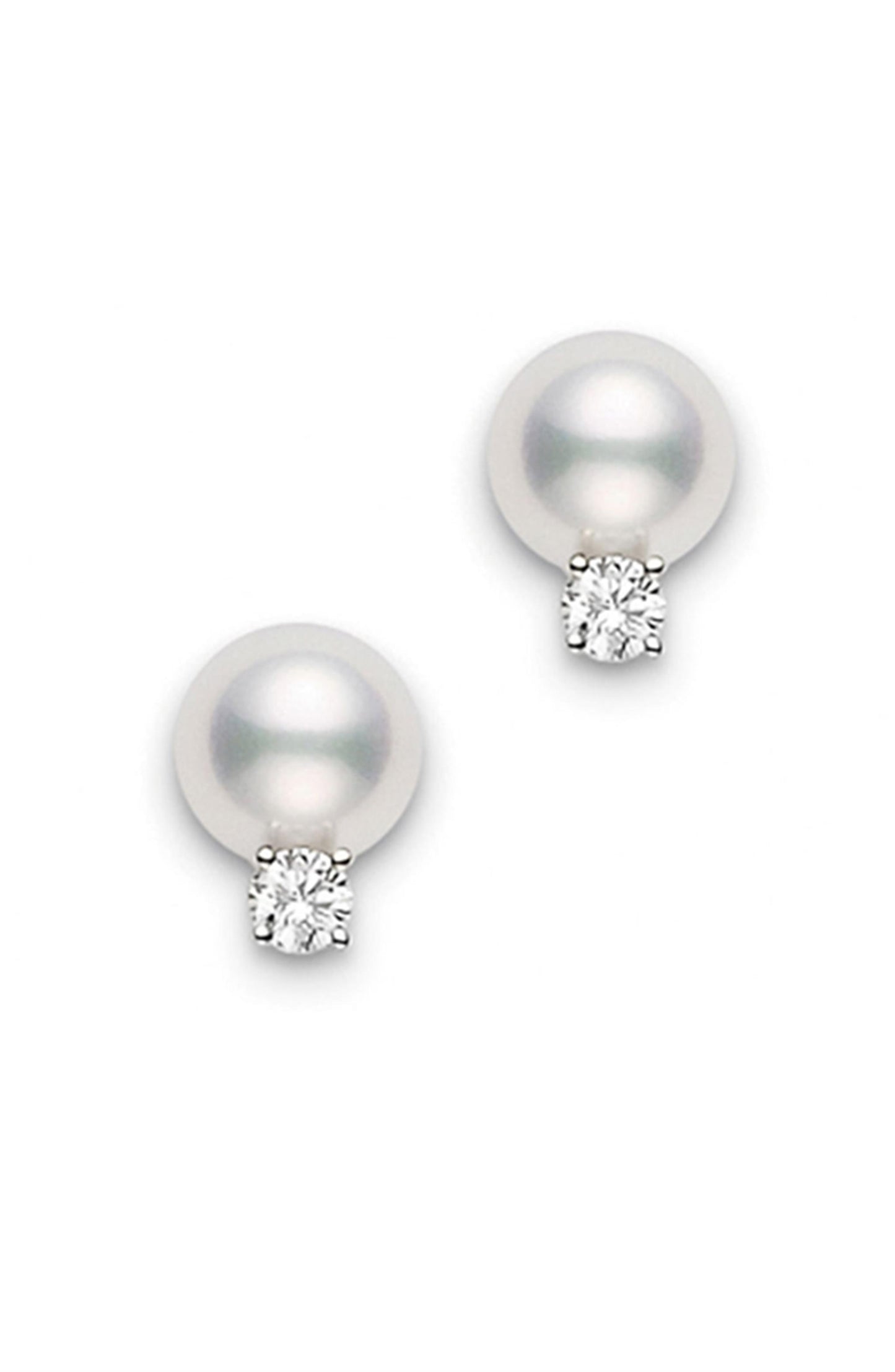 Mikimoto Akoya Cultured Pear & Diamondl Stud Earrings