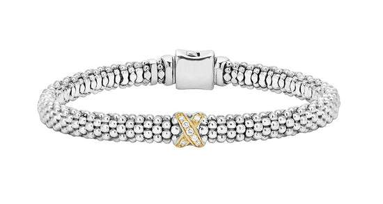 Lagos Single Station X Two-Tone Diamond Bracelet