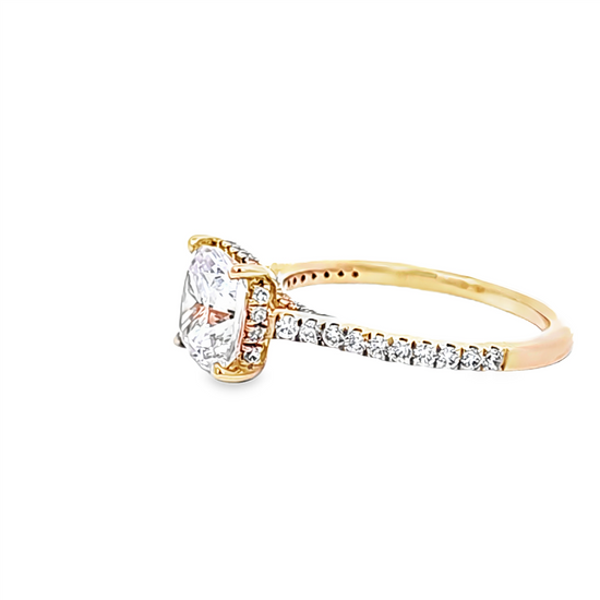 Cushion Cut w/ Hidden Halo Engagement Ring Setting  in 18k Rose Gold & 0.38ct Diamonds