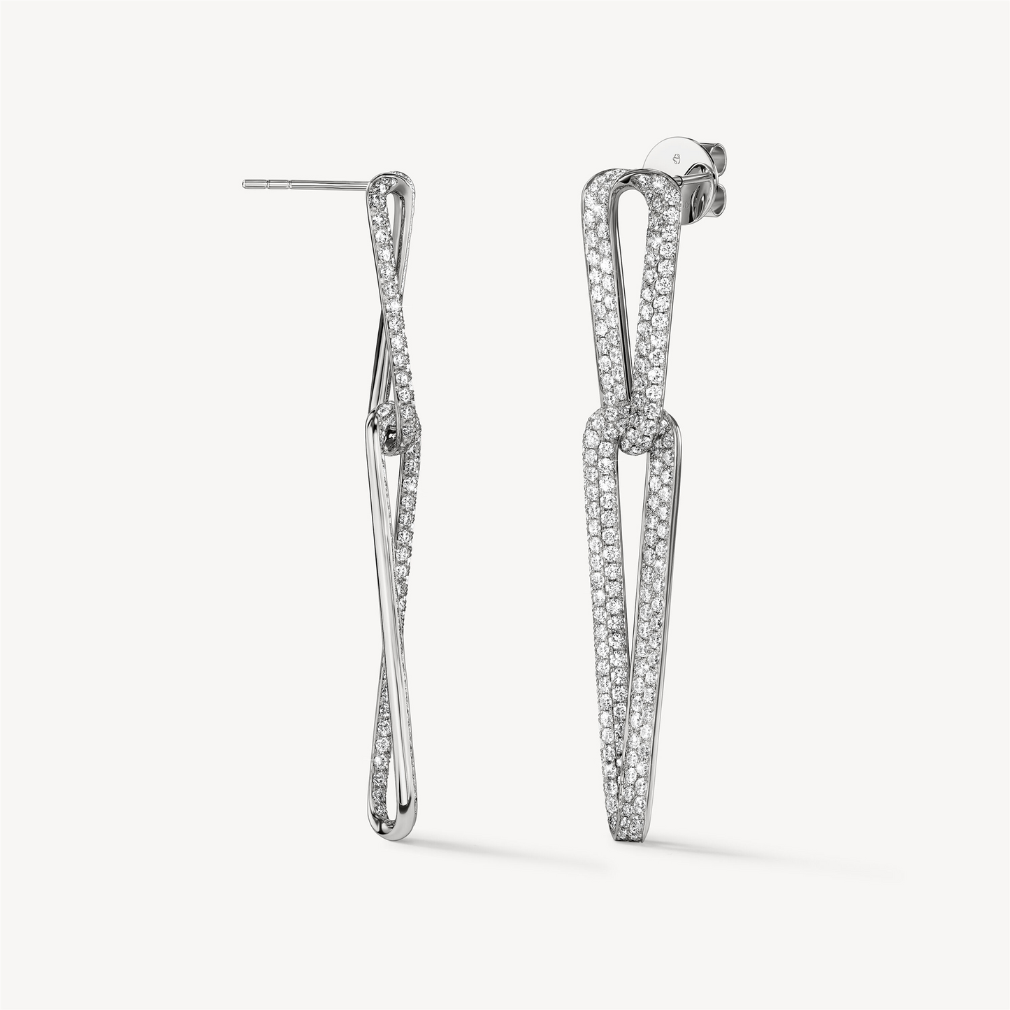Hearts on Fire Inside/Out Diamond Pave Link Earrings in 18k White Gold