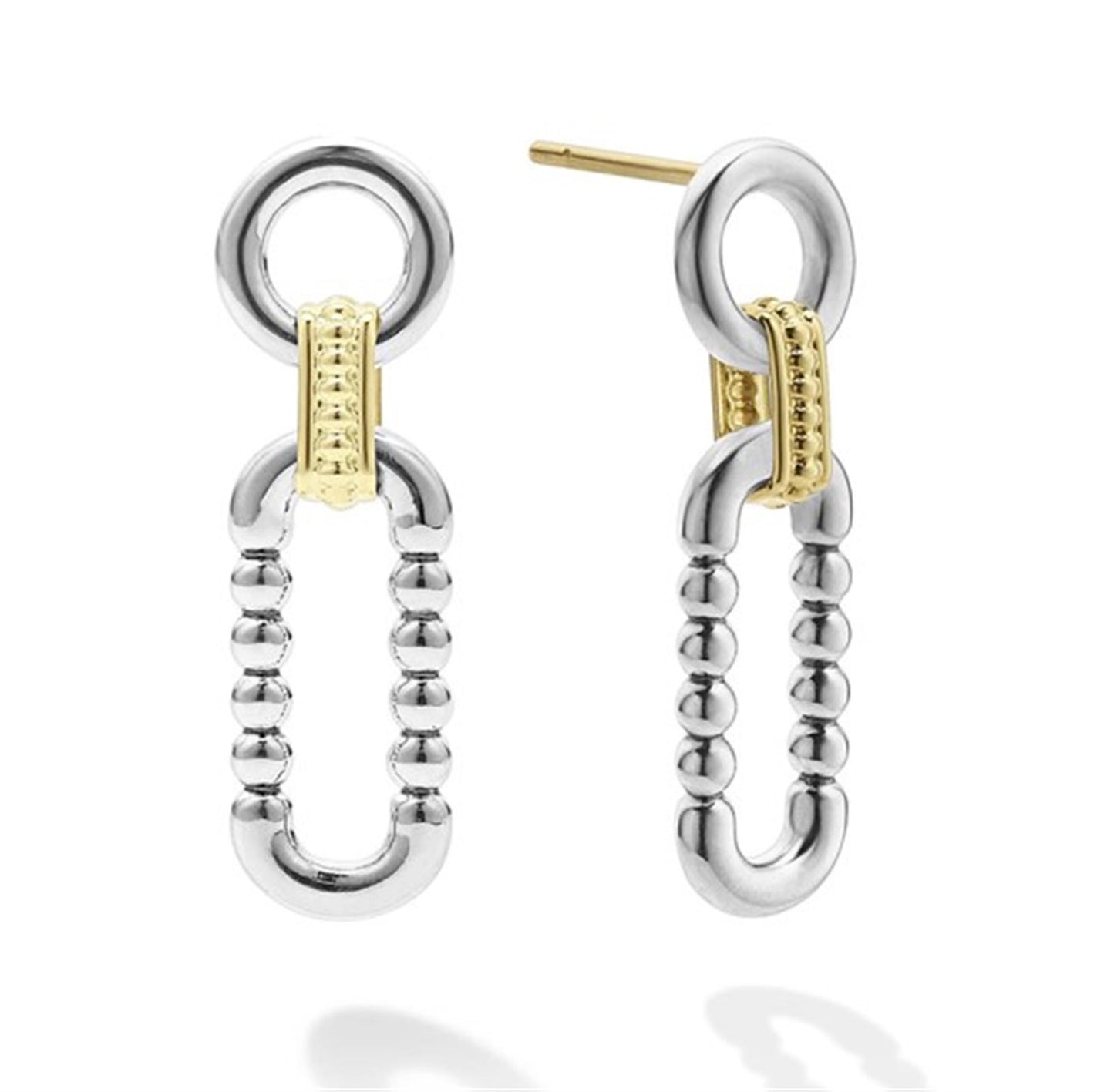 Lagos Two-Tone Link Drop Earrings