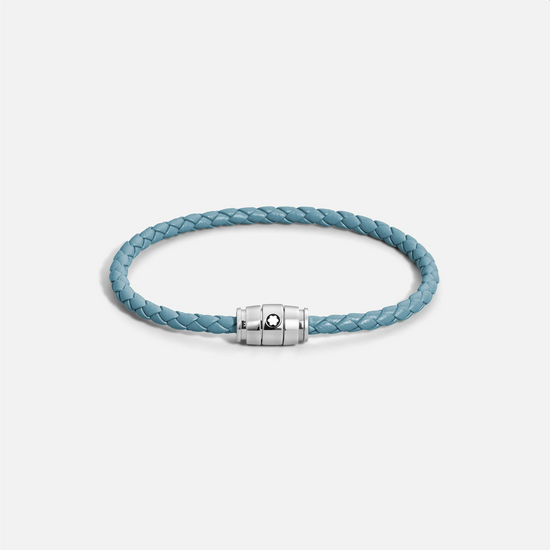 Montblanc Bracelet Steel 3 Rings Meisterstück Collection in Smoky Blue Leather
