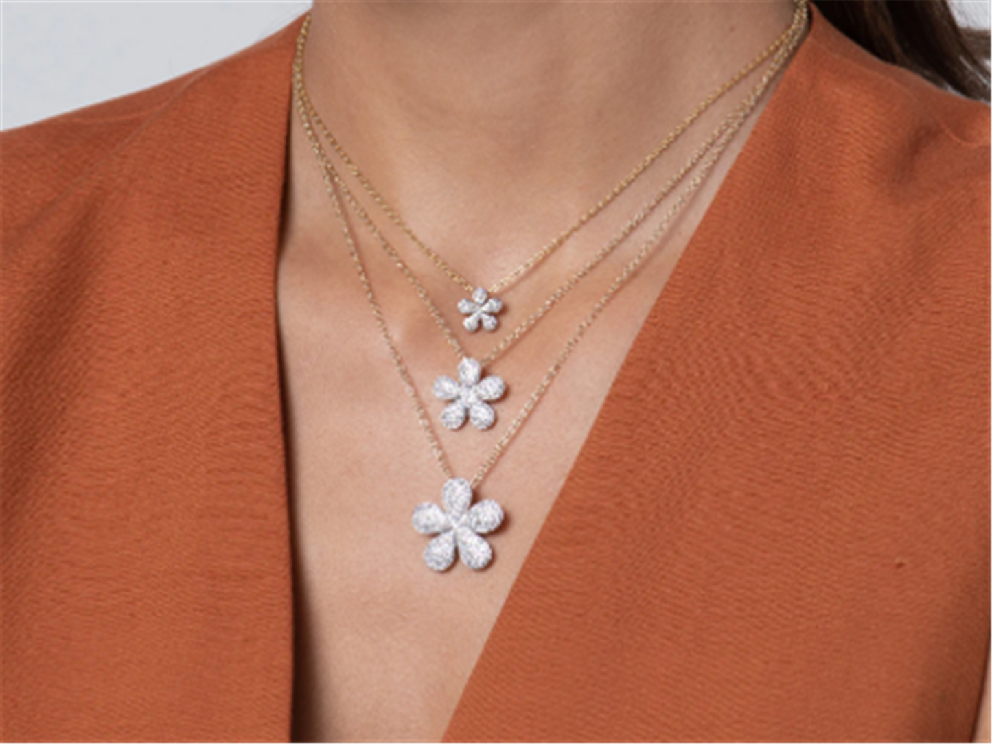 Phillips House Symphony Diamond Forget-Me-Not Large Pave Necklace in 14k Yellow Gold