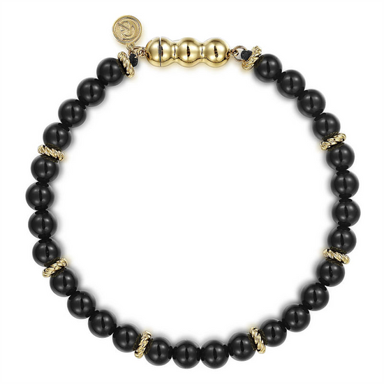 Gabriel & Co. Gold & Black Onyx Beaded Bracelet