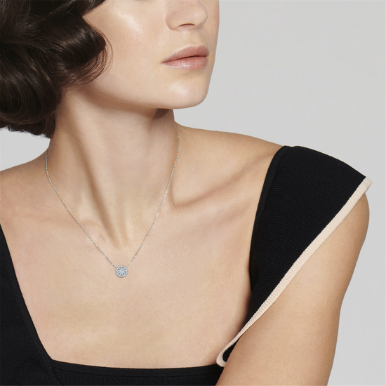 Kwiat Sunburst Pendant with Diamond Halo in 18k White Gold & .42cttw Diamonds