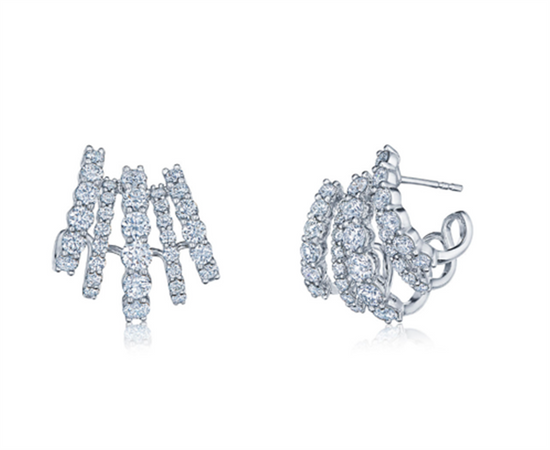 Kwiat Five-Row Huggie Diamond Earrings in 18k White Gold