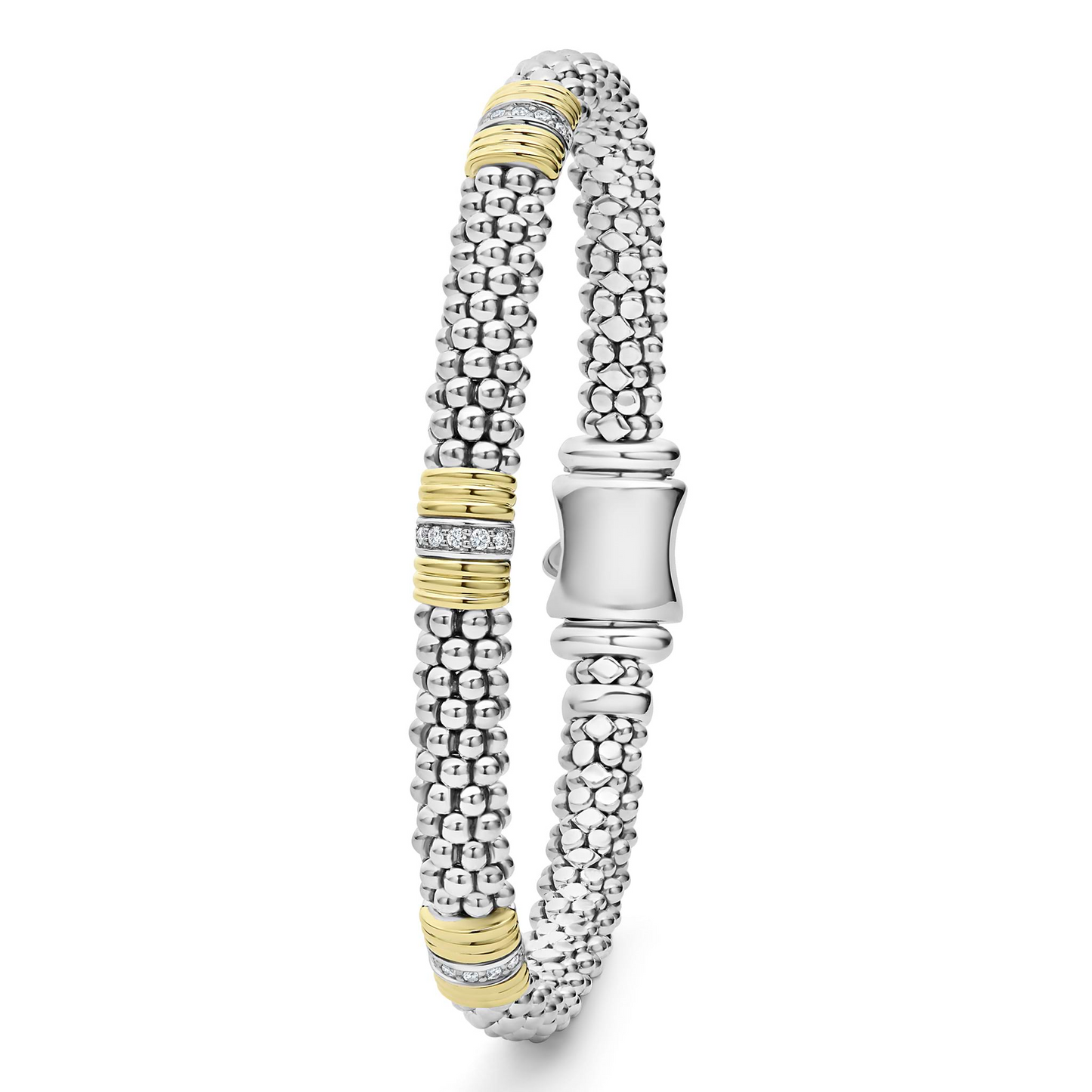 Lagos Triple Diamond Station Caviar Bracelet