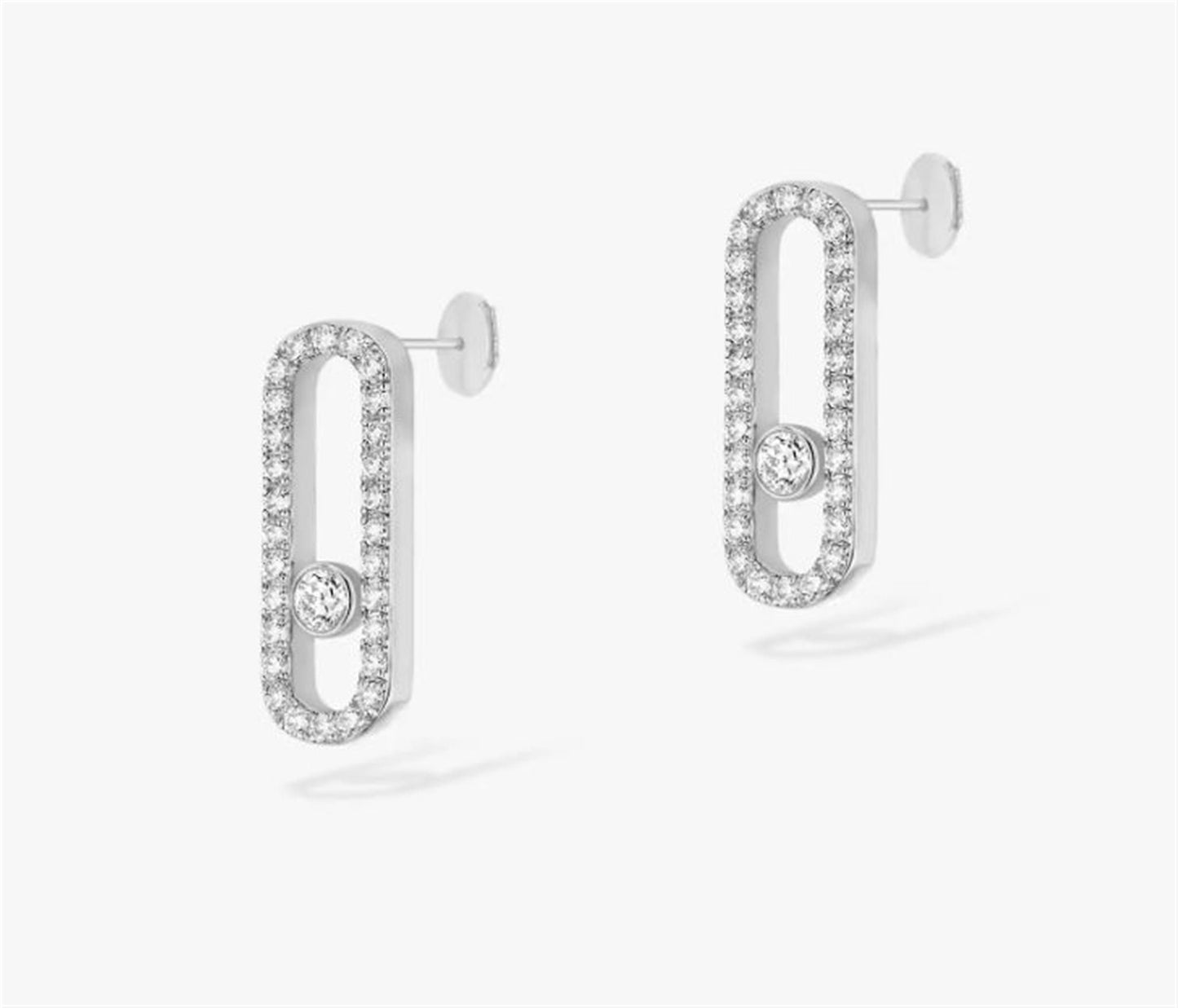 Messika Move Uno Diamond Pavé Earring in 18k White Gold & 2/3ct Diamonds