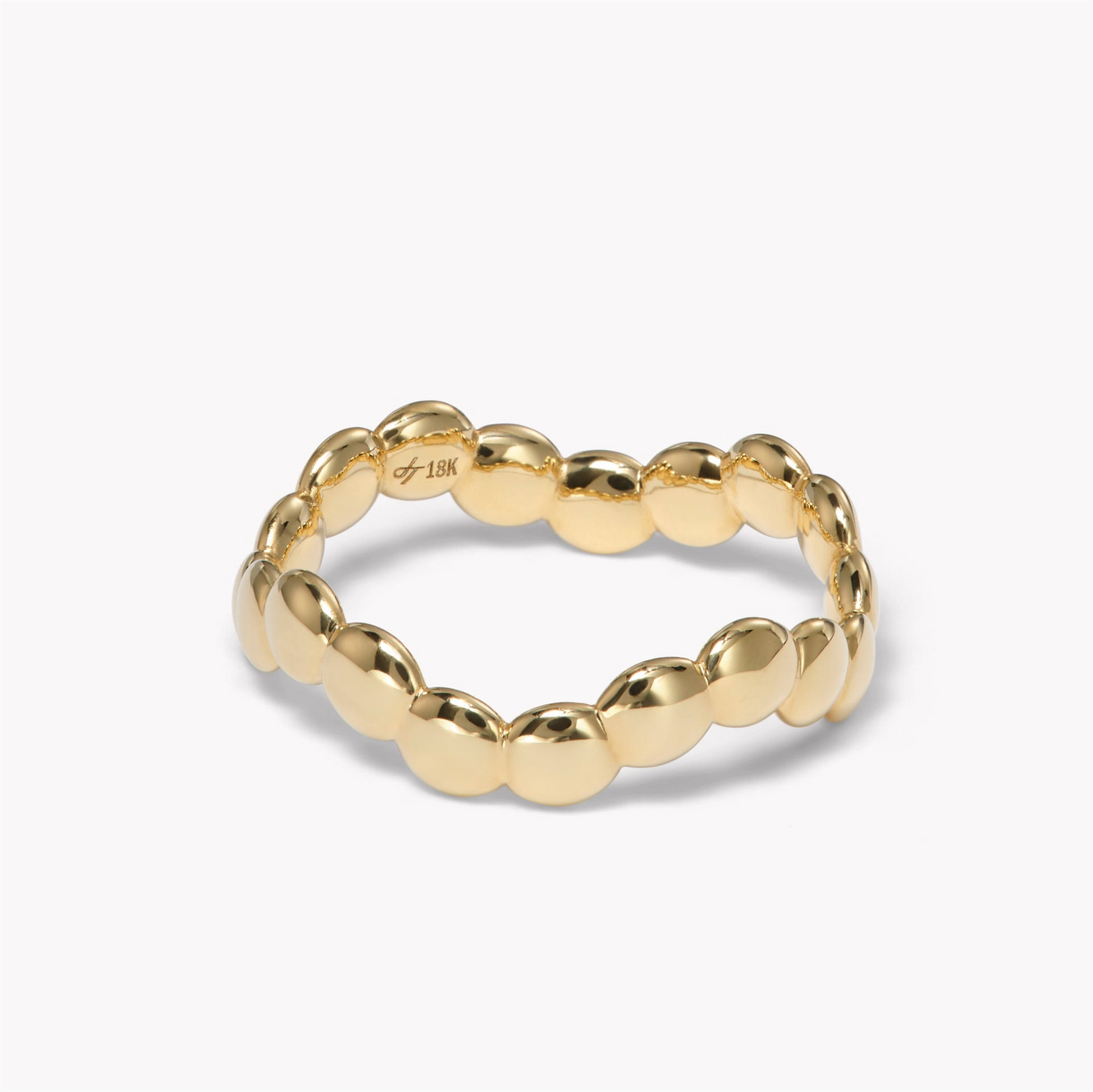 Jamie Turner Beaded Curve Stacking Ring in 18k Yellow Gold