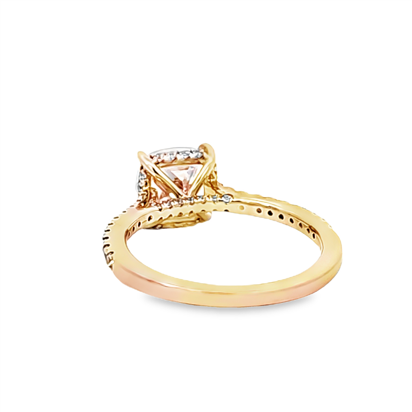 Cushion Cut w/ Hidden Halo Engagement Ring Setting  in 18k Rose Gold & 0.38ct Diamonds