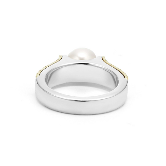 Lagos Two-Tone Caviar Pearl Ring in Sterling Silver and 18k Gold