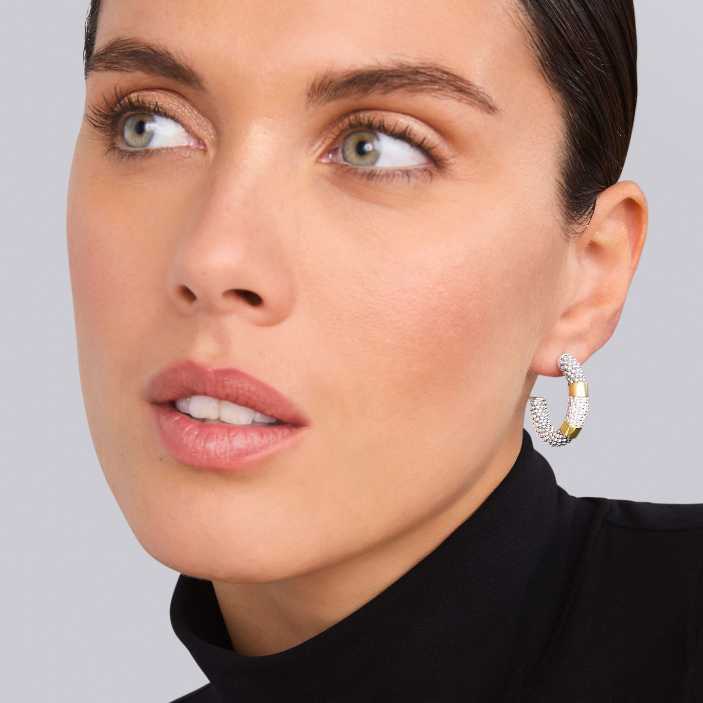 Lagos Two-Tone Diamond Hoop Earrings
