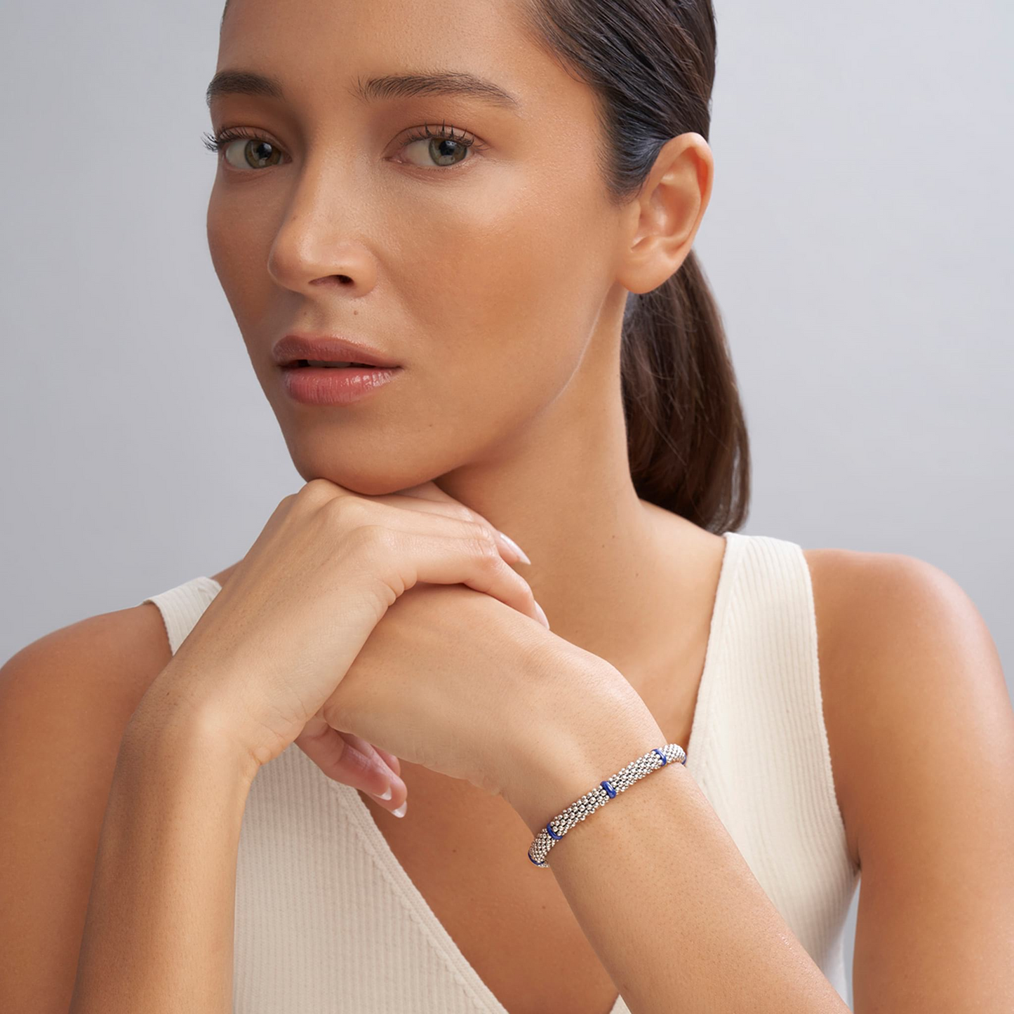 Lagos Ultramarine Ceramic Station Caviar Bracelet