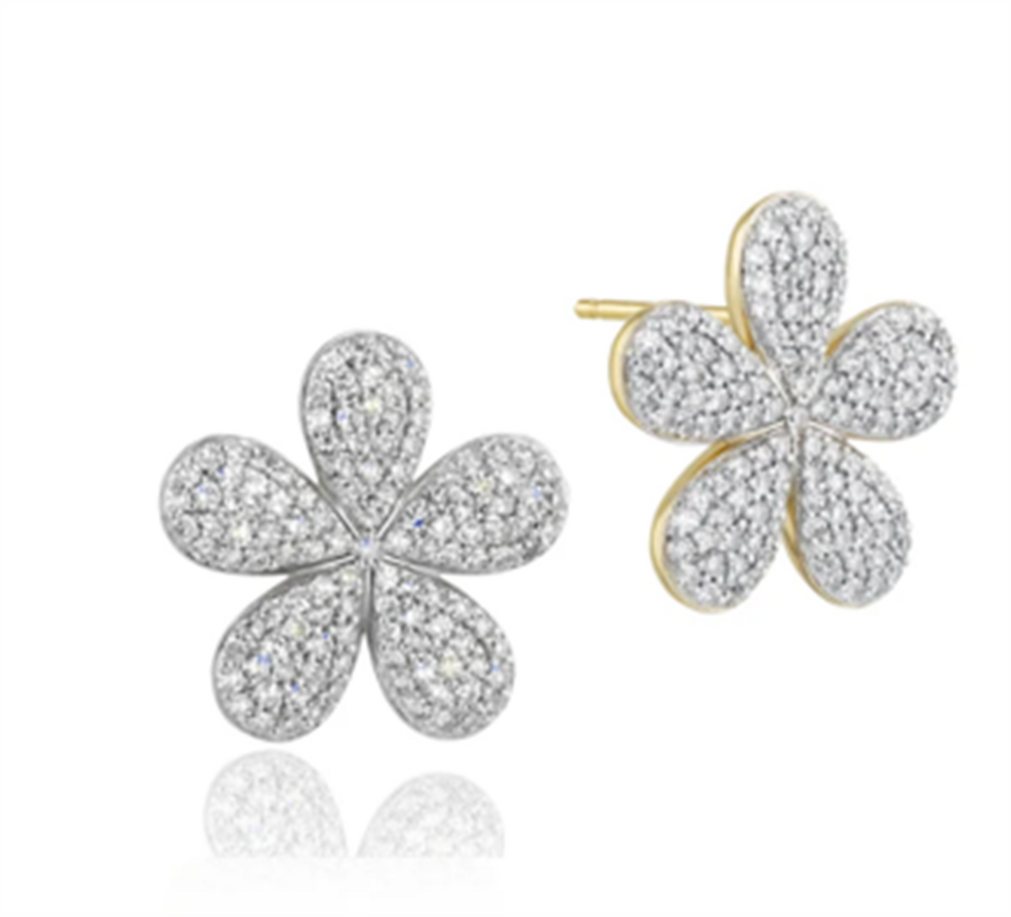 Phillips House Symphony Forget-Me-Not Large Pave Stud Diamond Earrings in14k Yellow Gold
