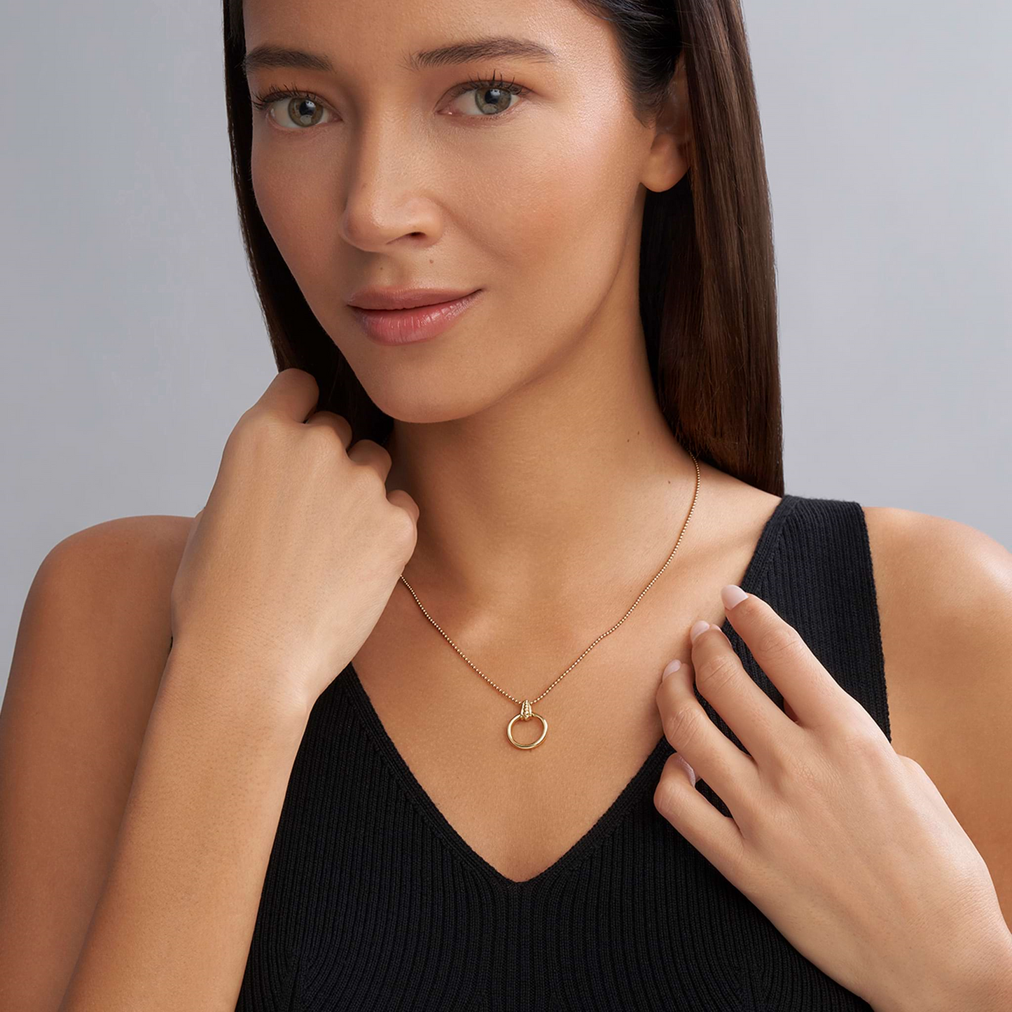Lagos 18k Gold Circle Pendant Necklace