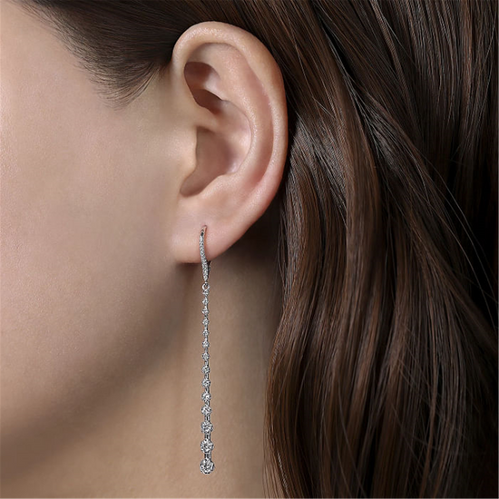 Gabriel & Co. Long Graduating Diamond Bar Earrings