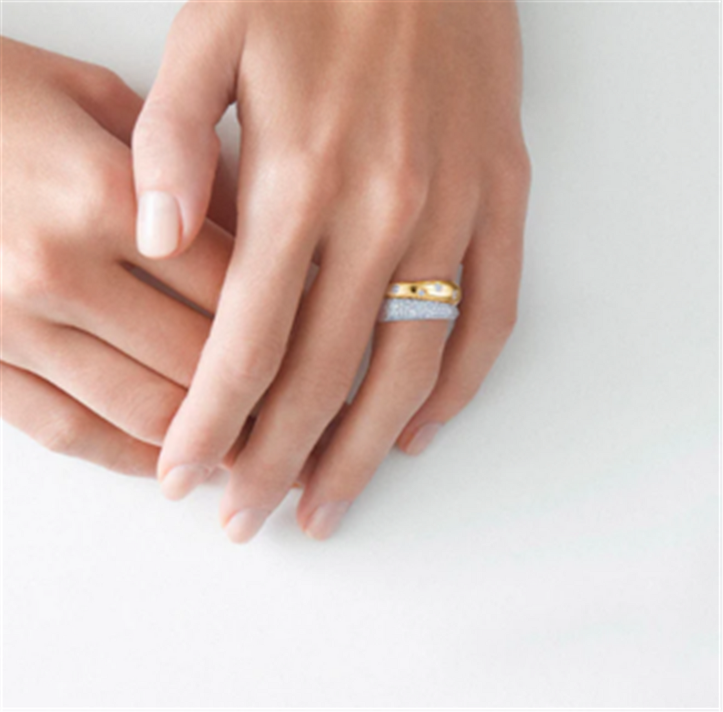 Kwiat Cobblestone Double Band Ring with Diamonds in 18k Two-Tone Gold