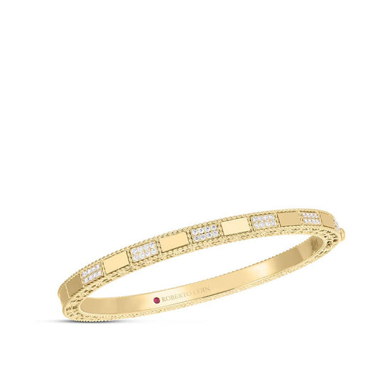 Gold Art Deco Diamond Pave Bangle Bracelet