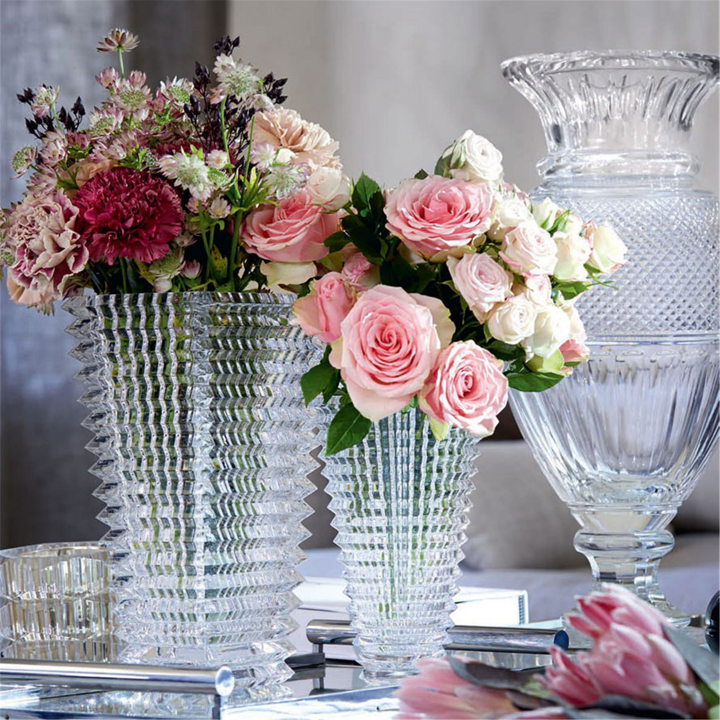 Baccarat Small Rectangular Eye Vase in Clear Crystal