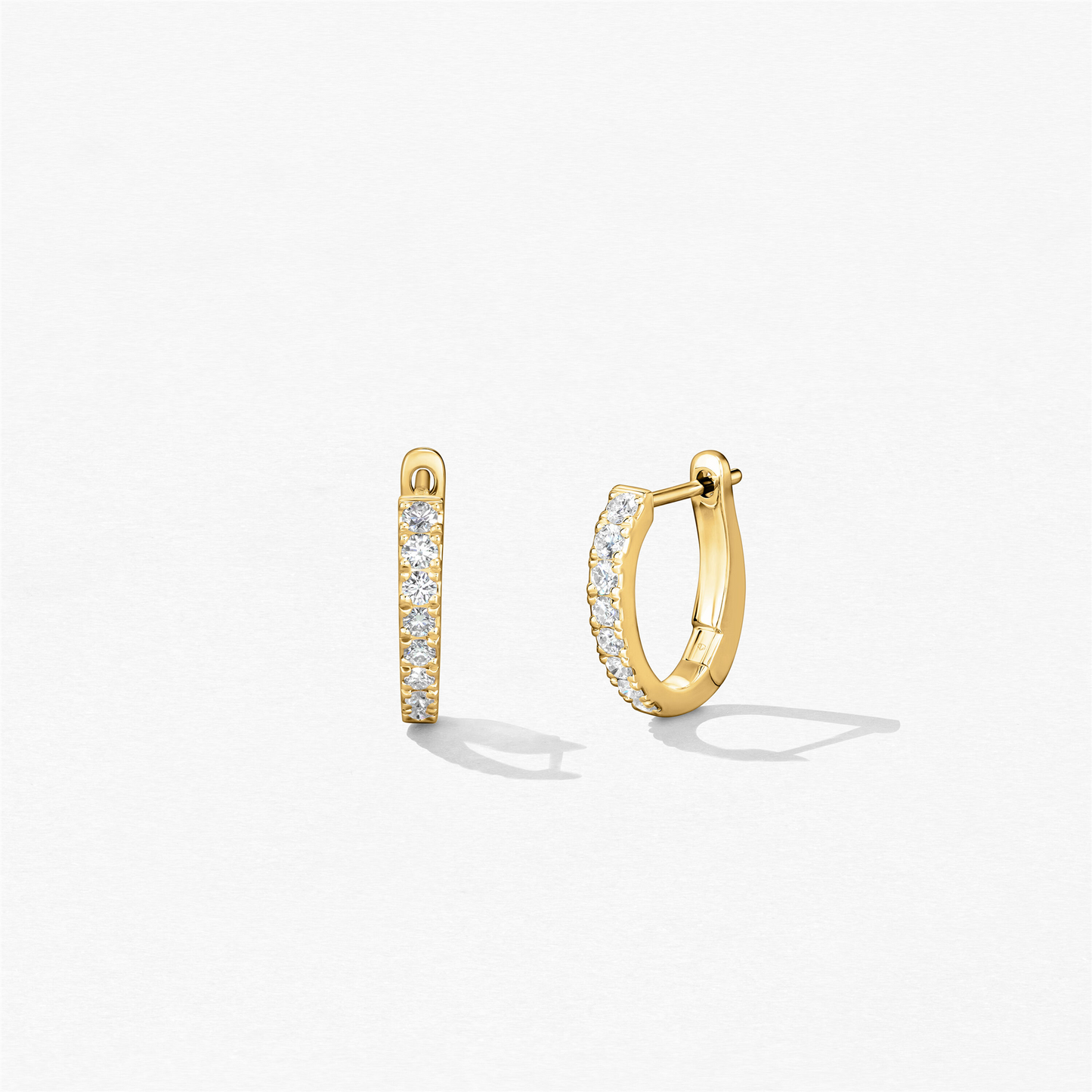 Hearts On Fire Mini Hoop Graduated Diamond Earrings in 18k Yellow Gold