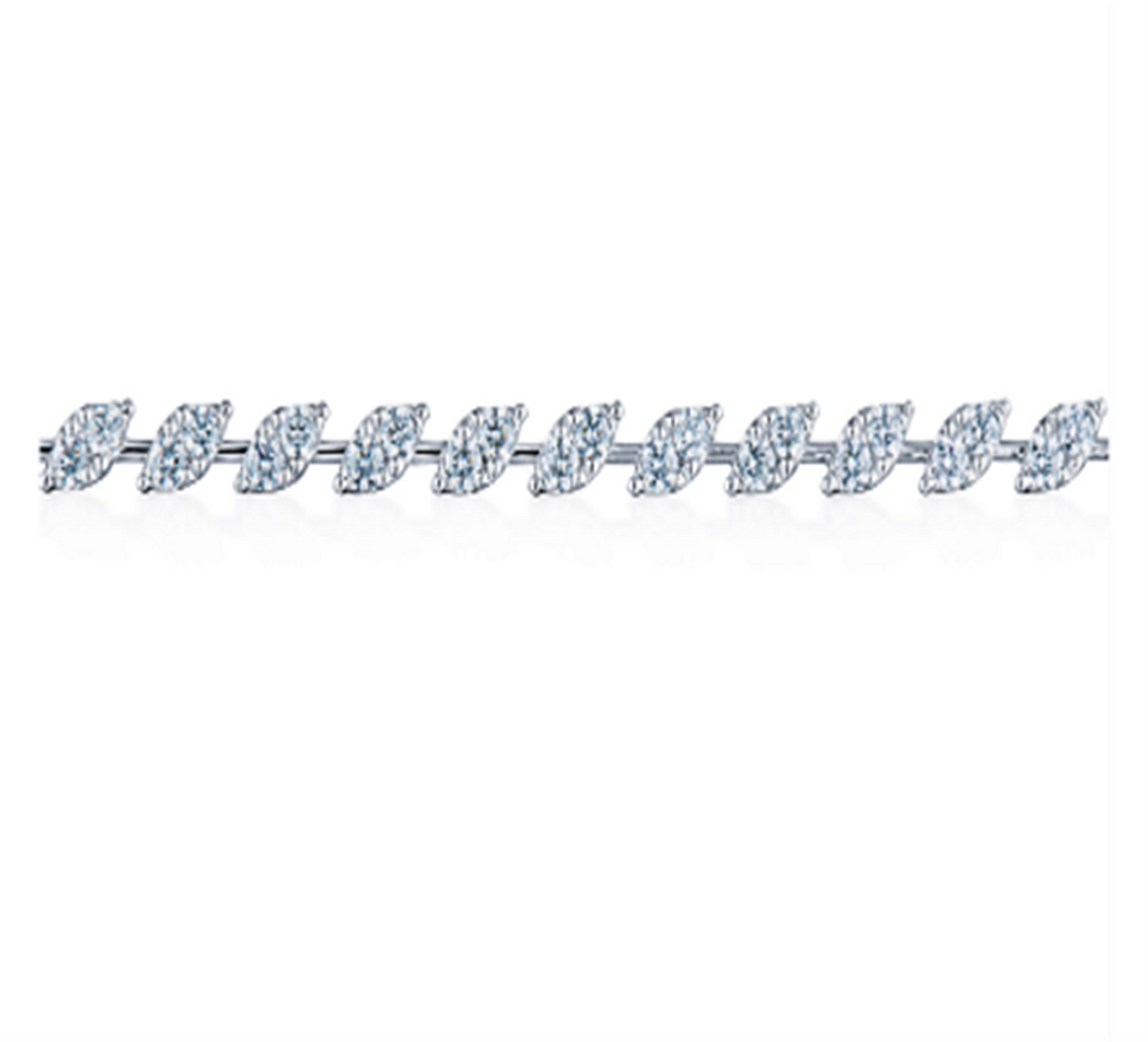 Kwiat 18k White Gold Sunburst Marquise Diamond Line Bracelet, 3.28 mm