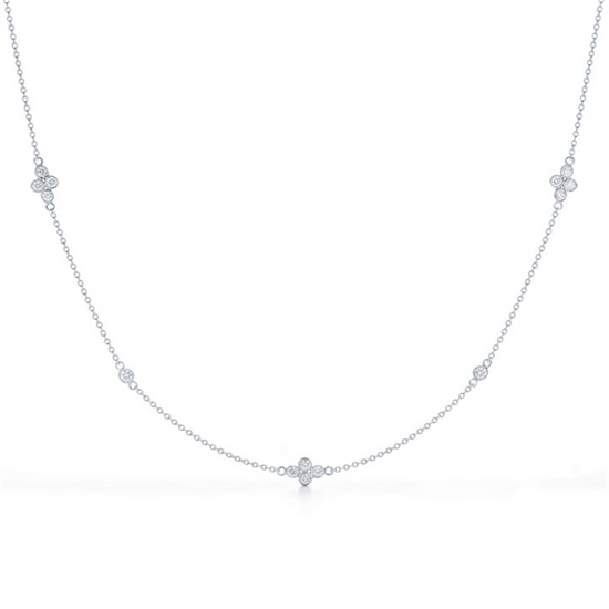 Kwiat Diamond Strings Quads Necklace in 18k White Gold & 1/2ct Diamonds