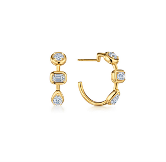 Kwiat Starry Night Bezel-Set Diamond Hoops Earrings