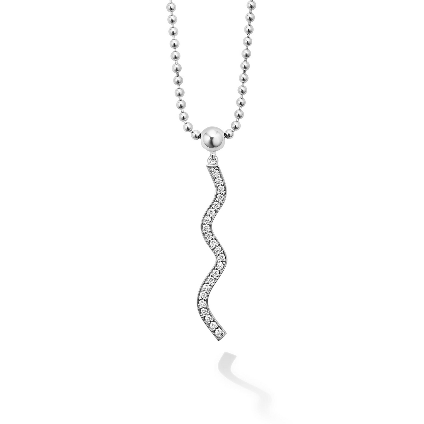 Lagos Large Wave Diamond Pendant Necklace