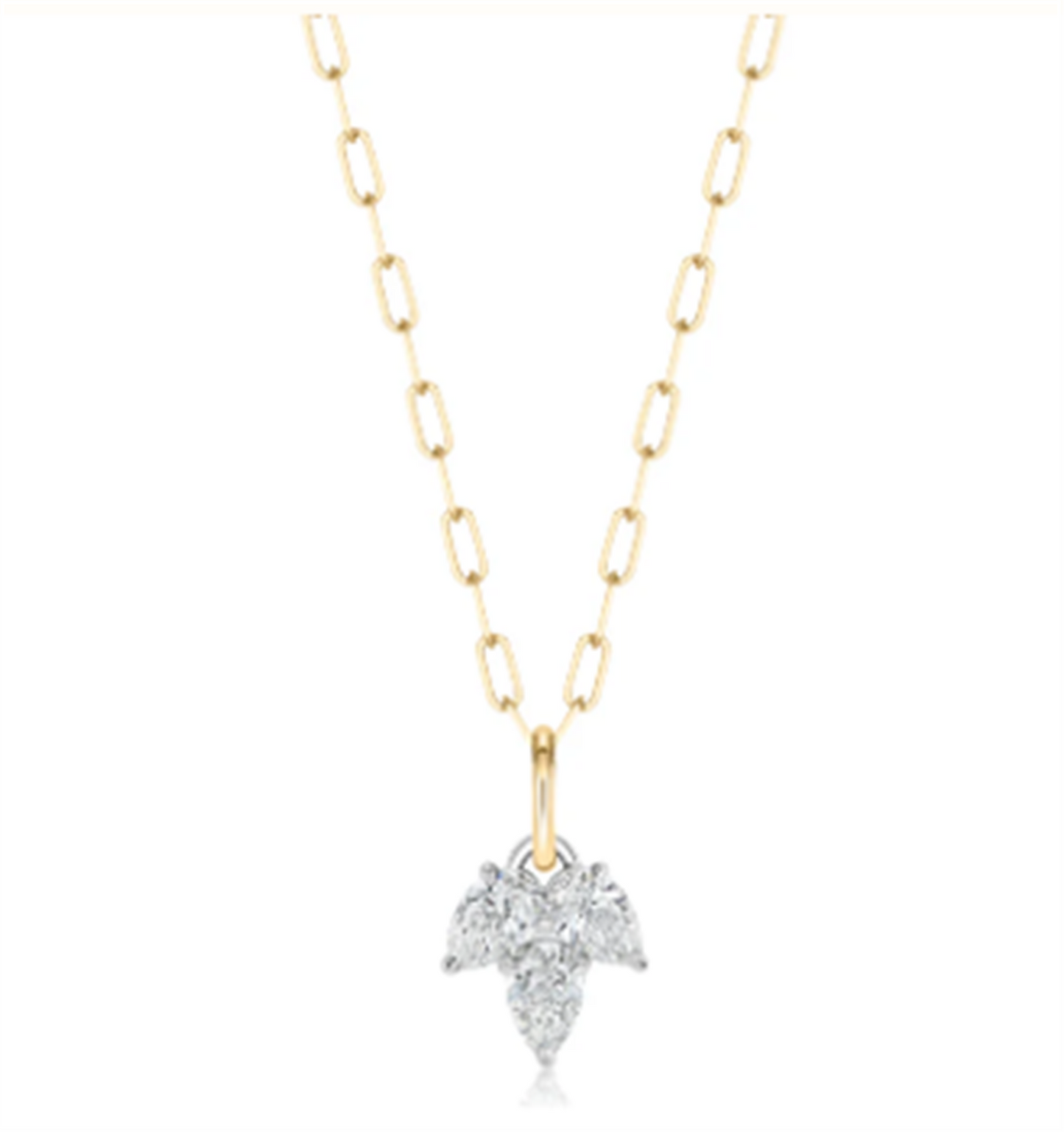 Phillips House Triple Leaf Diamond Pear Necklace in 18k Yellow Gold