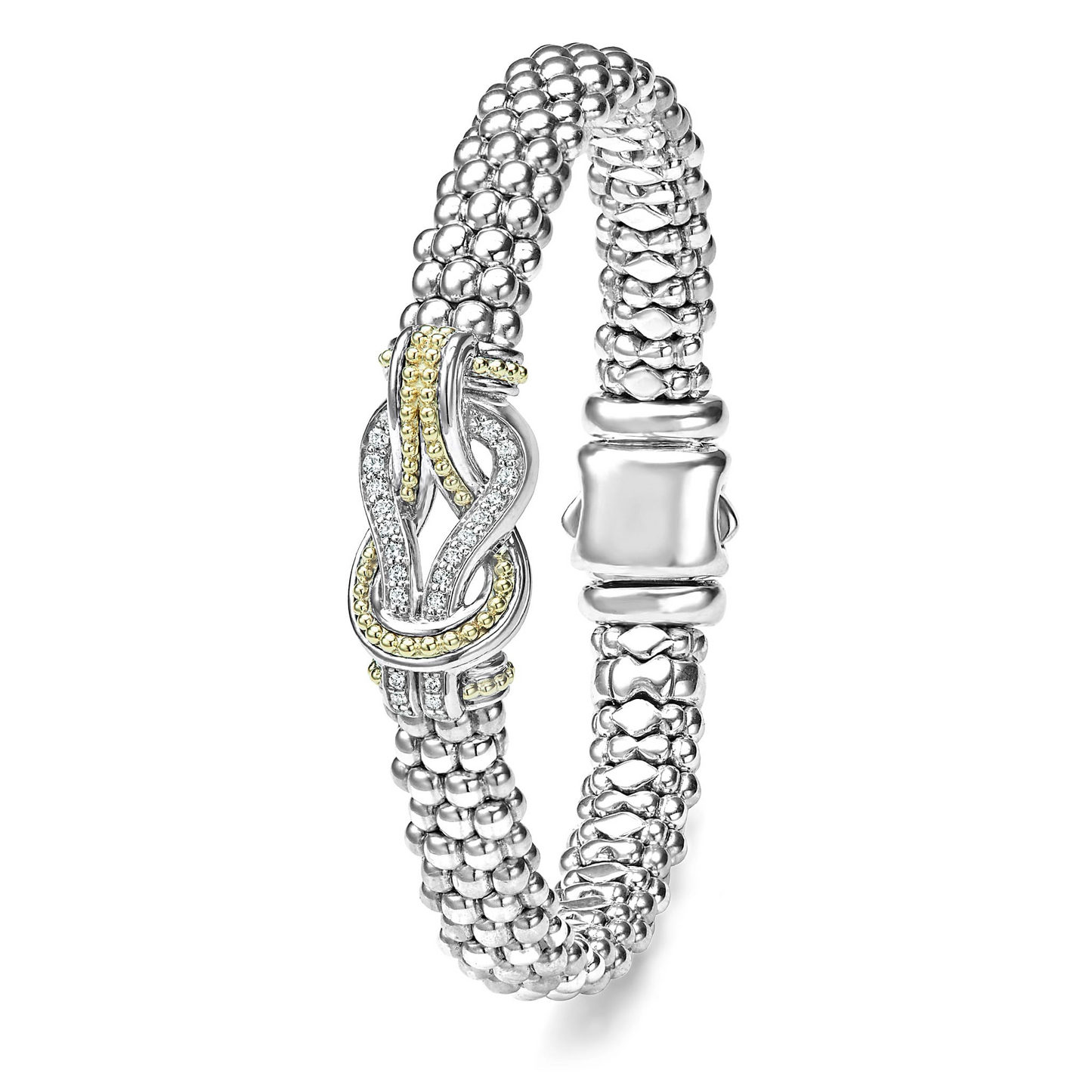 Lagos Two-Tone Knot Caviar Diamond Bracelet