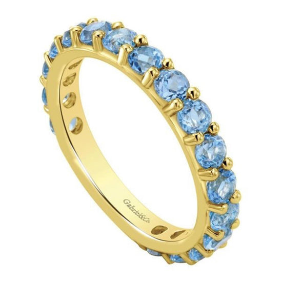 Gabriel & Co. Gold & Blue Topaz Stackable Ring