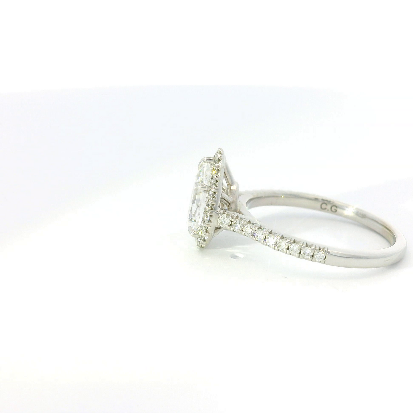 C. Gonshor Halo Pear Shaped Engagement Ring Setting