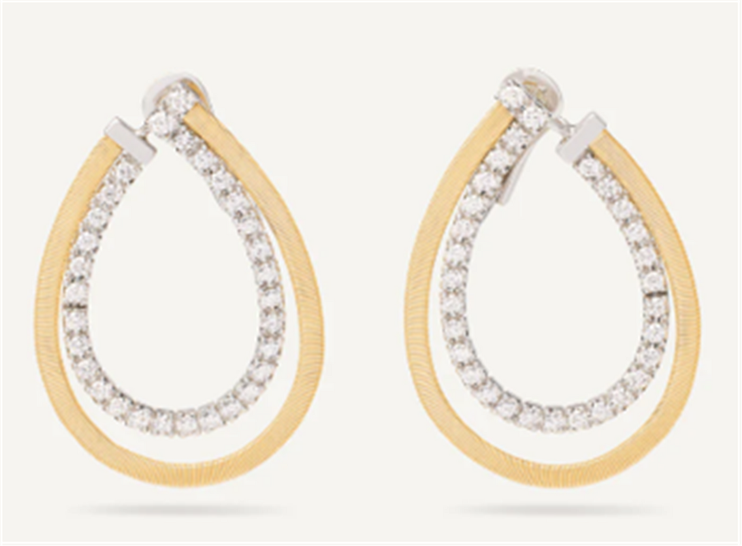 Marco Bicego Masai Diamond Pear Shape Earrings in 18k Two-Tone Gold