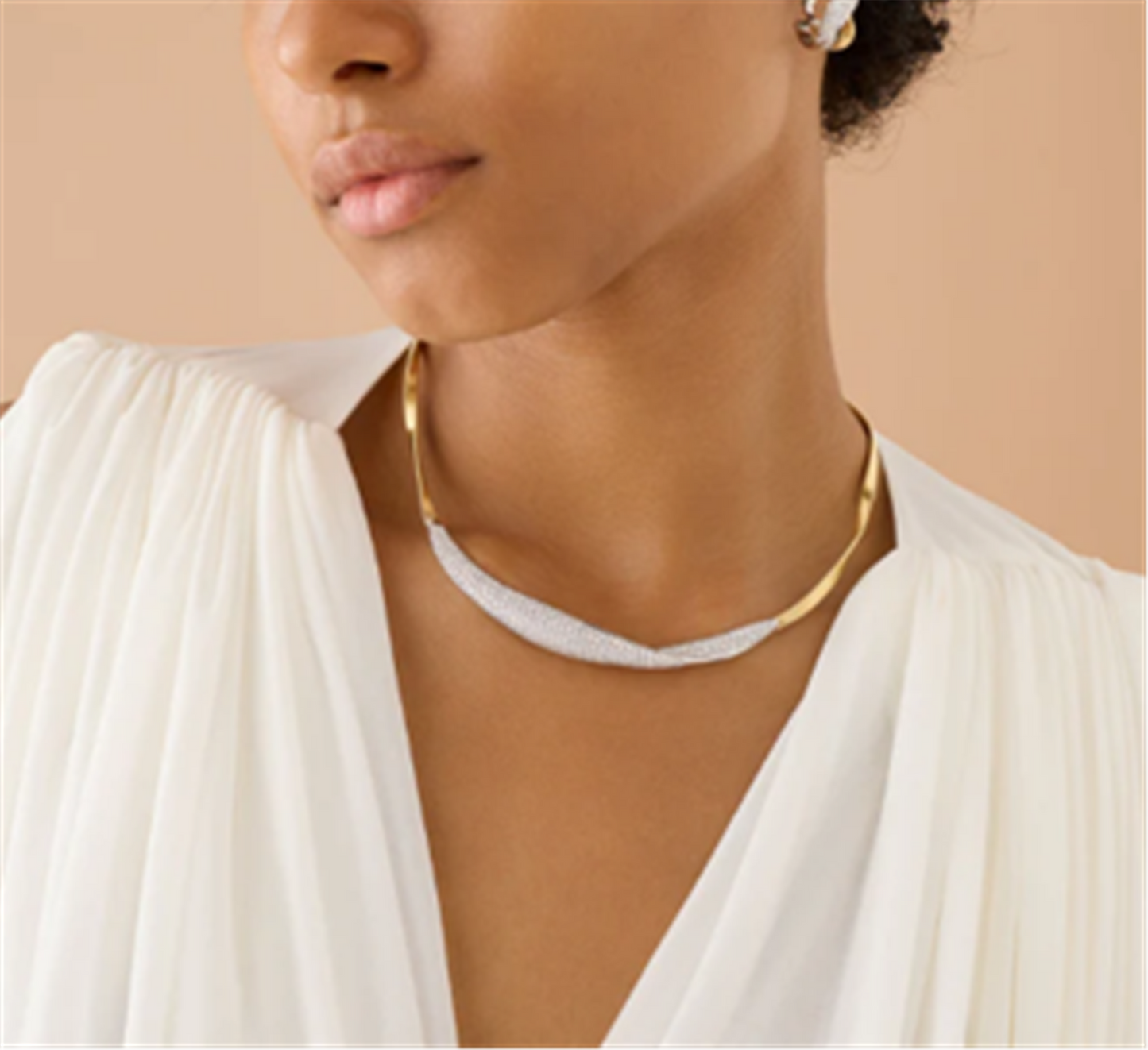 Marco Bicego Marrakech Diamond Pave Crossover Necklace in 18k Gold