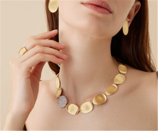 Marco Bicego Lunaria Diamond and Gold Petal Necklace