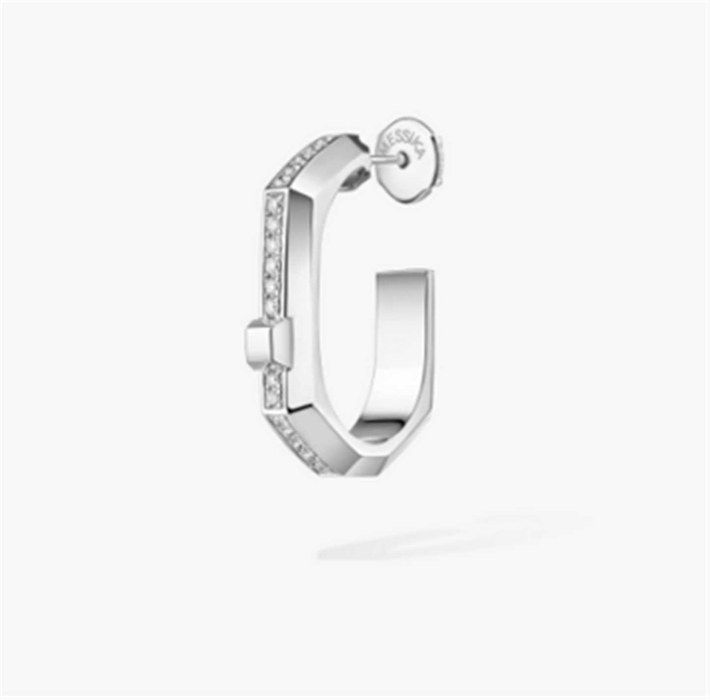 Messika Moderniste Single Pavé Hoop Earring, Small iin 18k White Gold