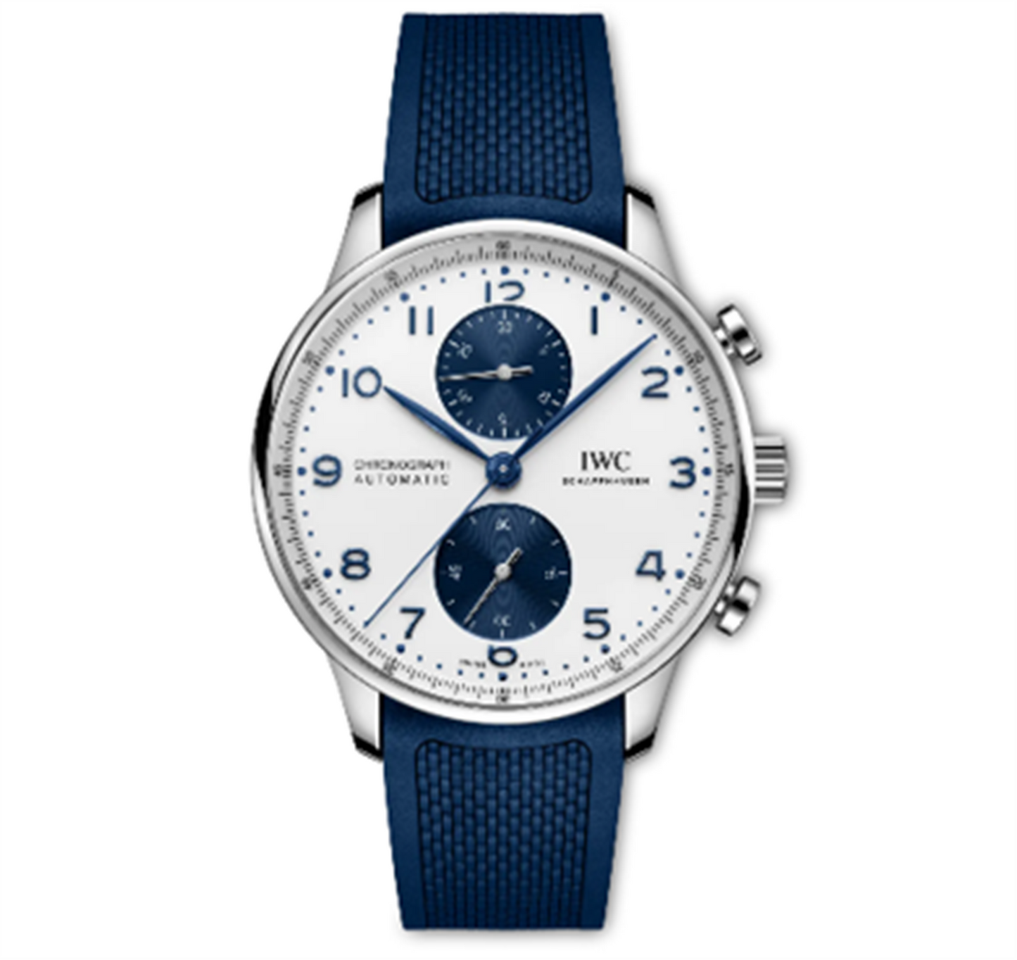 IWC Stainless Steel Portugieser Chronograph 41mm - White Dial & Blue Rubber Strap